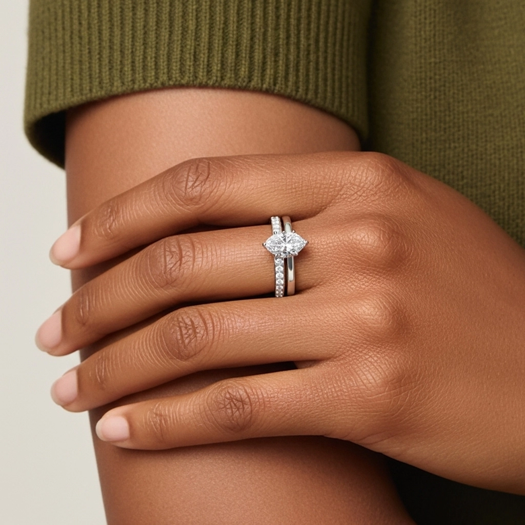 Argent sterling 925 Moissanite Ensemble nuptial