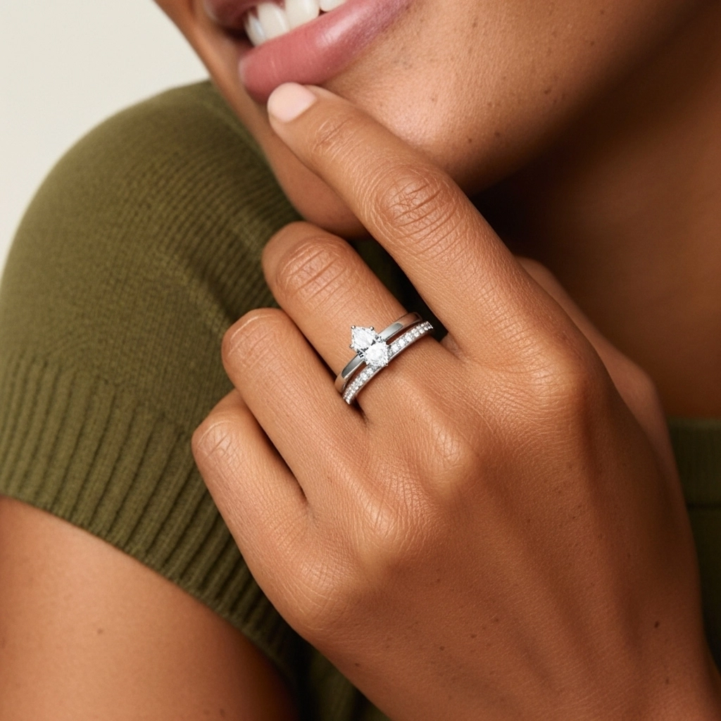 Argent sterling 925 Moissanite Ensemble nuptial