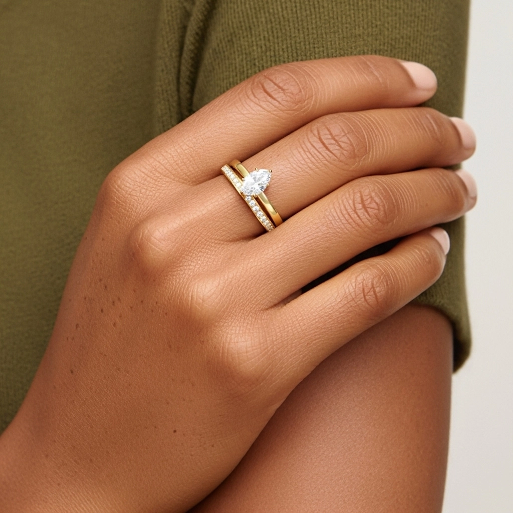 Argent sterling 925 Moissanite Ensemble nuptial