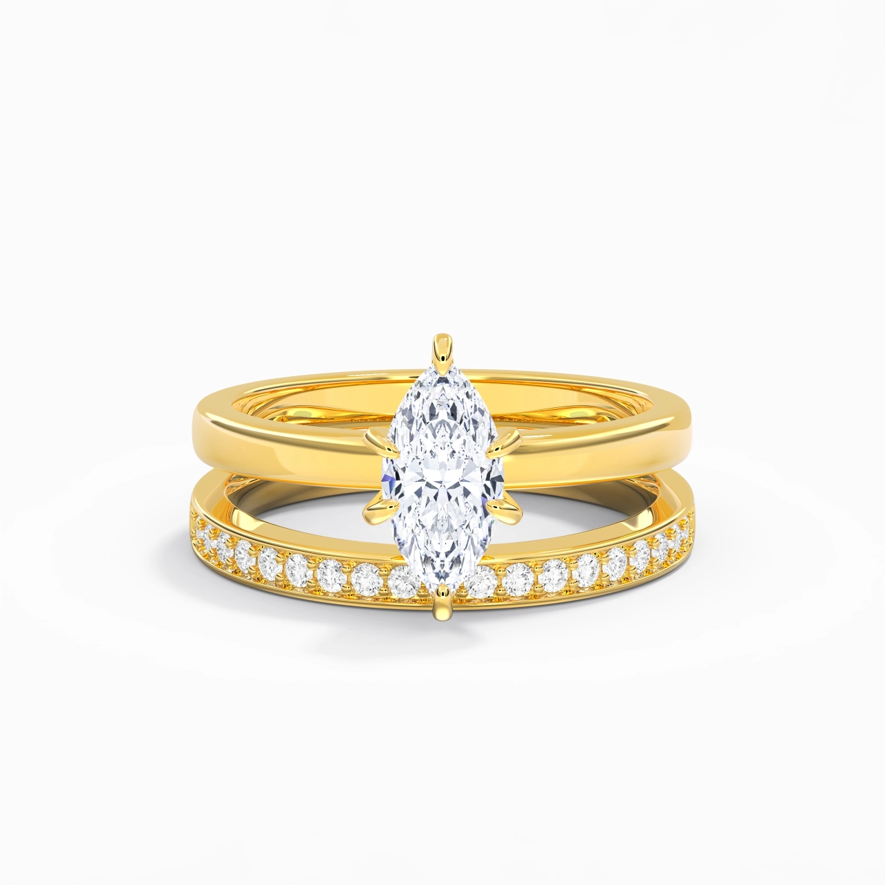 18K Gold Moissanite Bridal Set