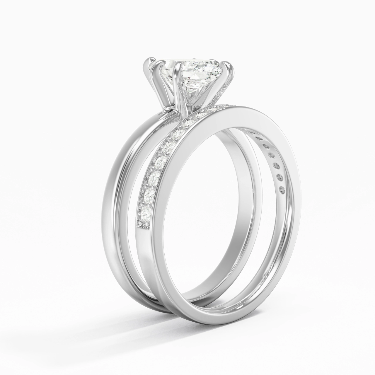 925 Sterling Silver Moissanite Bridal Set