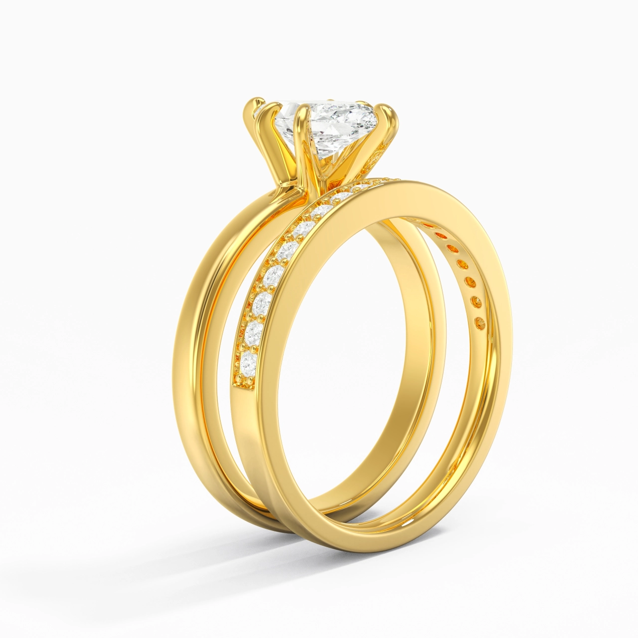 18K Gold Moissanite Bridal Set