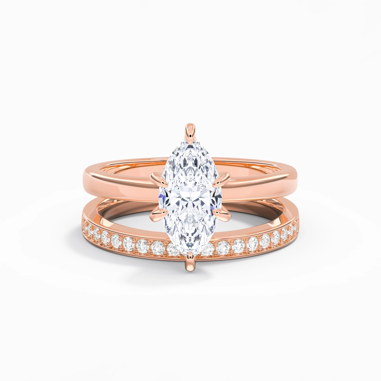 18K Rose Gold Moissanite Bridal Set