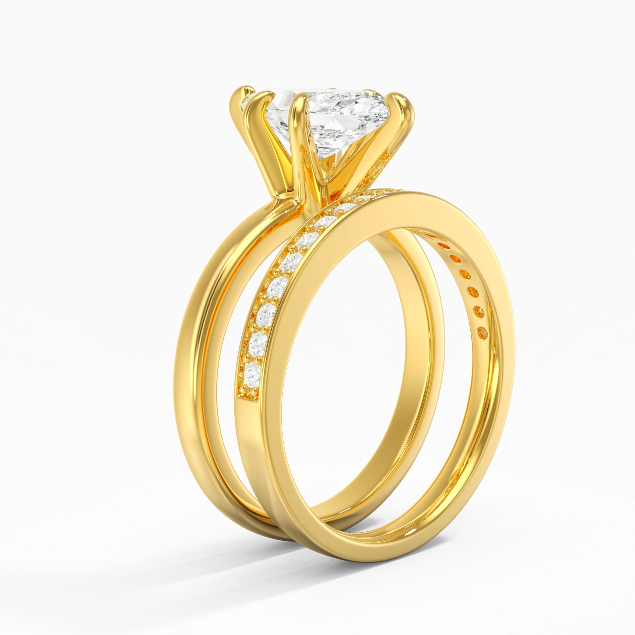 18K Gold Moissanite Bridal Set