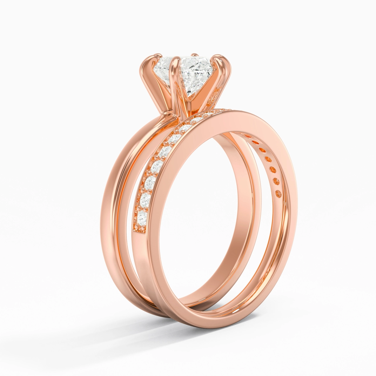 14K Rose Gold Moissanite Bridal Set