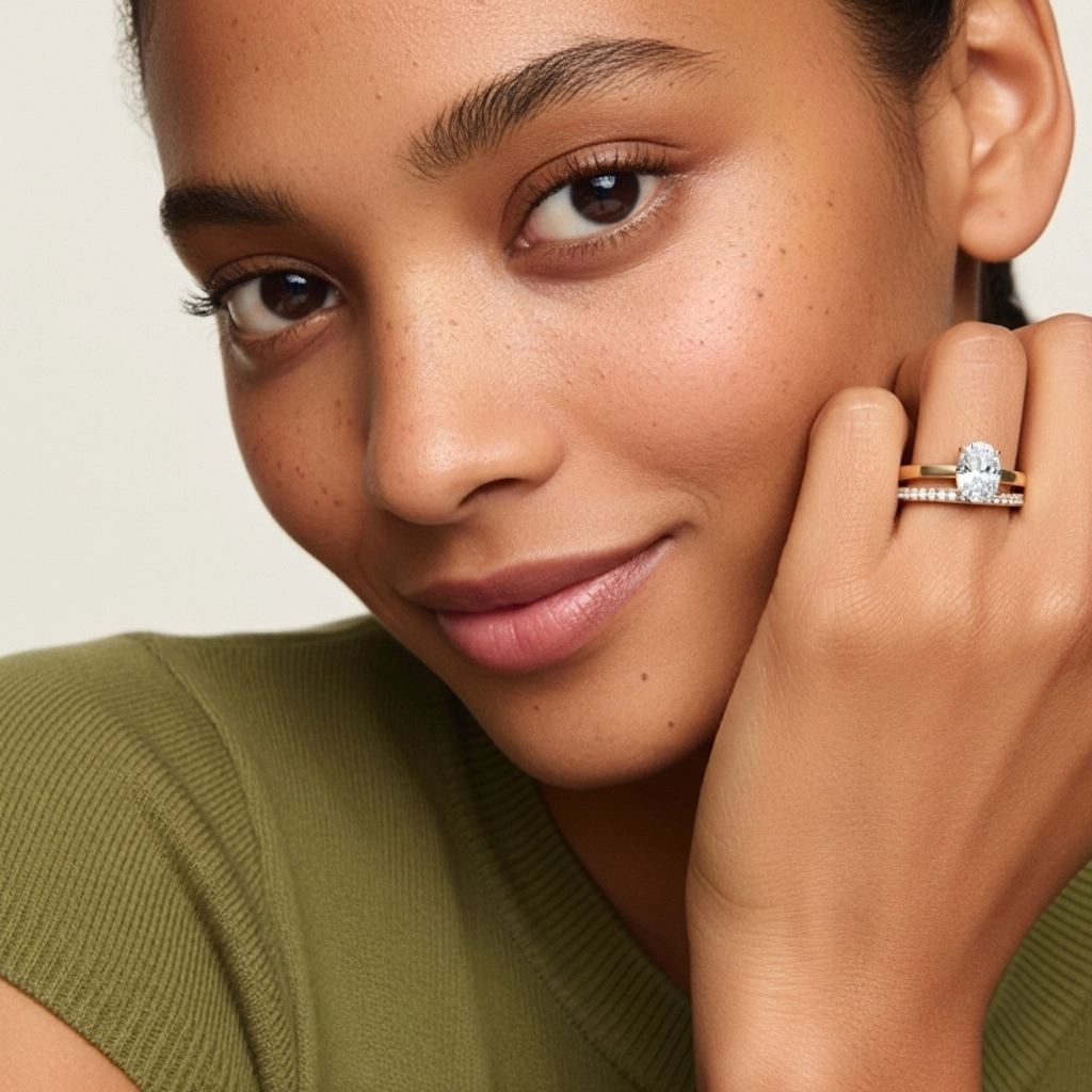 Or 18 carats Moissanite Ensemble nuptial