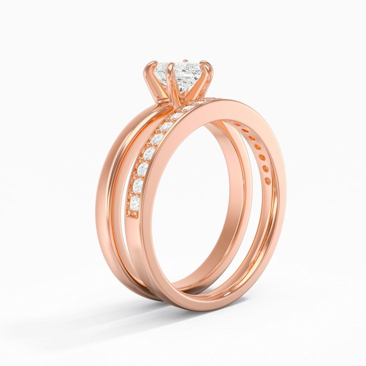 18K Rose Gold Moissanite Bridal Set