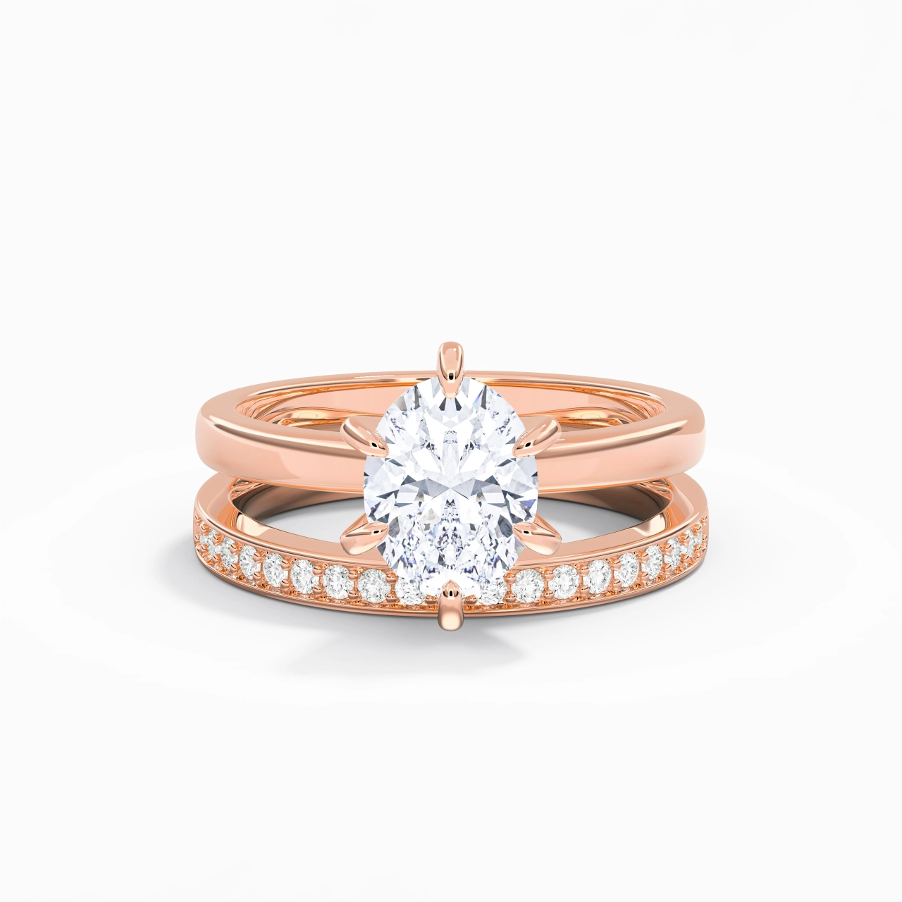 18K Rose Gold Moissanite Bridal Set