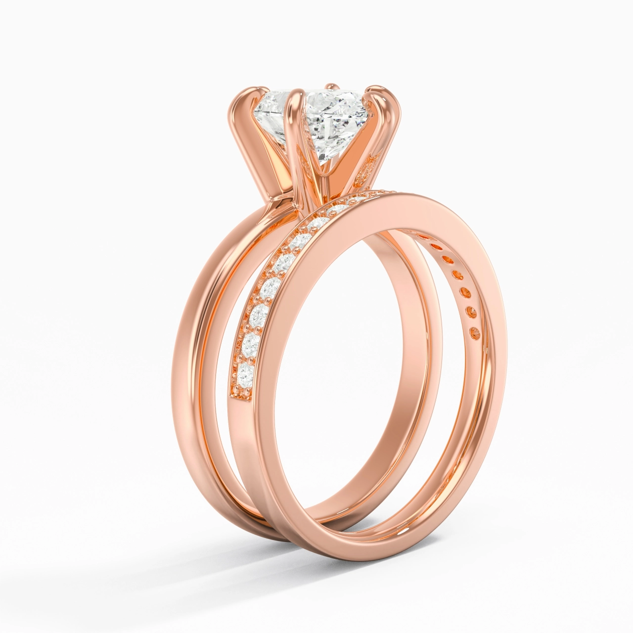 18K Rose Gold Moissanite Bridal Set