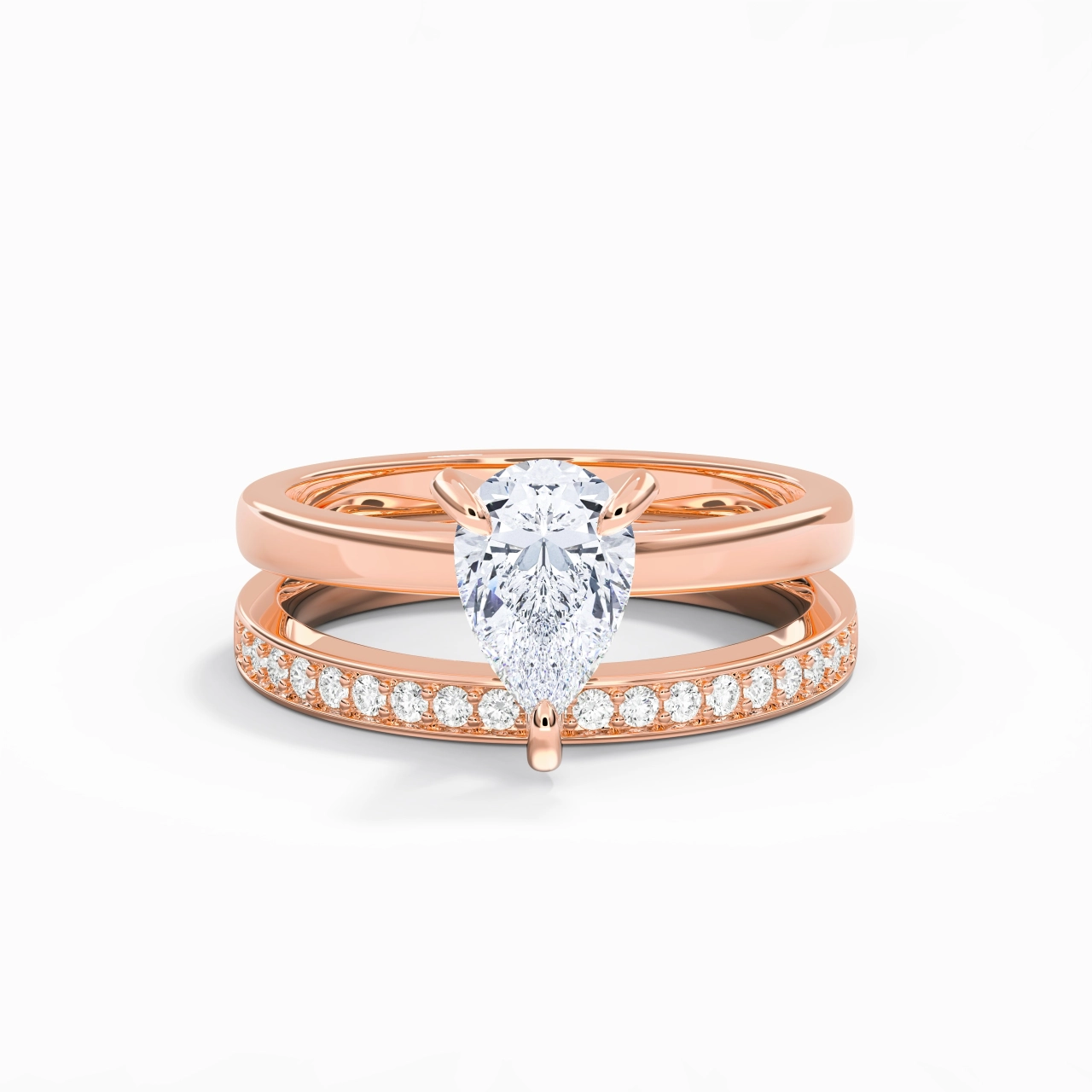 18K Rose Gold Moissanite Bridal Set