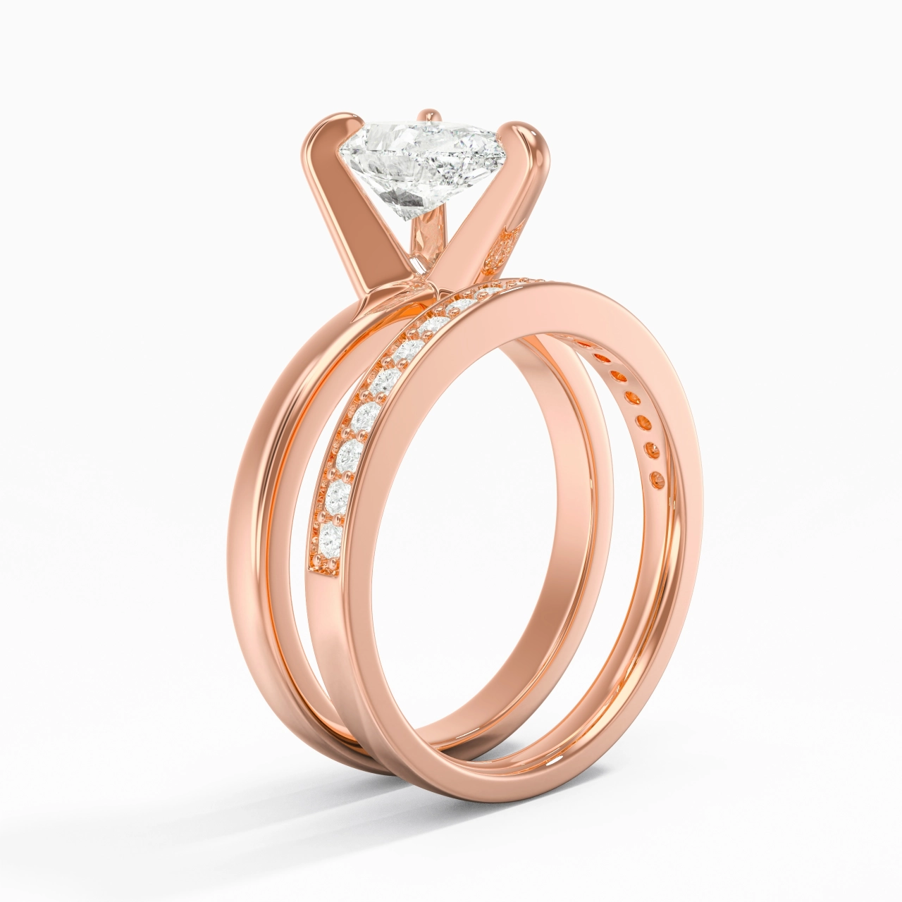 18K Rose Gold Moissanite Bridal Set
