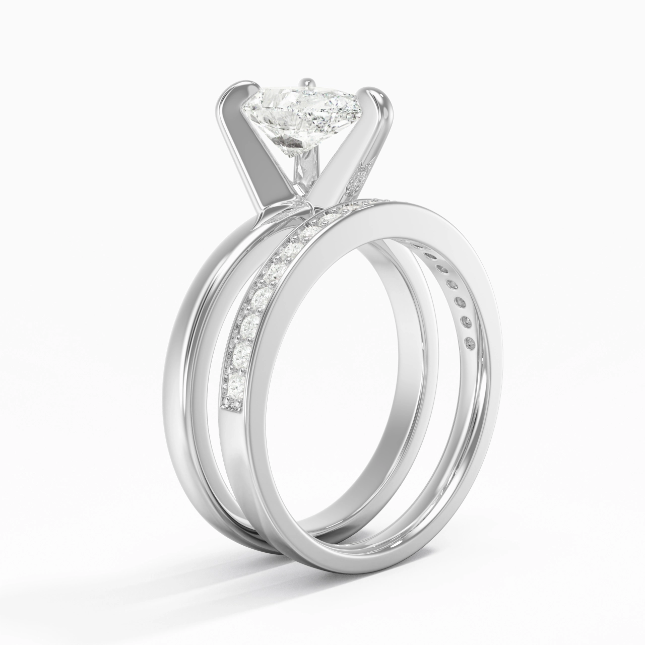 925 Sterling Silver Moissanite Bridal Set