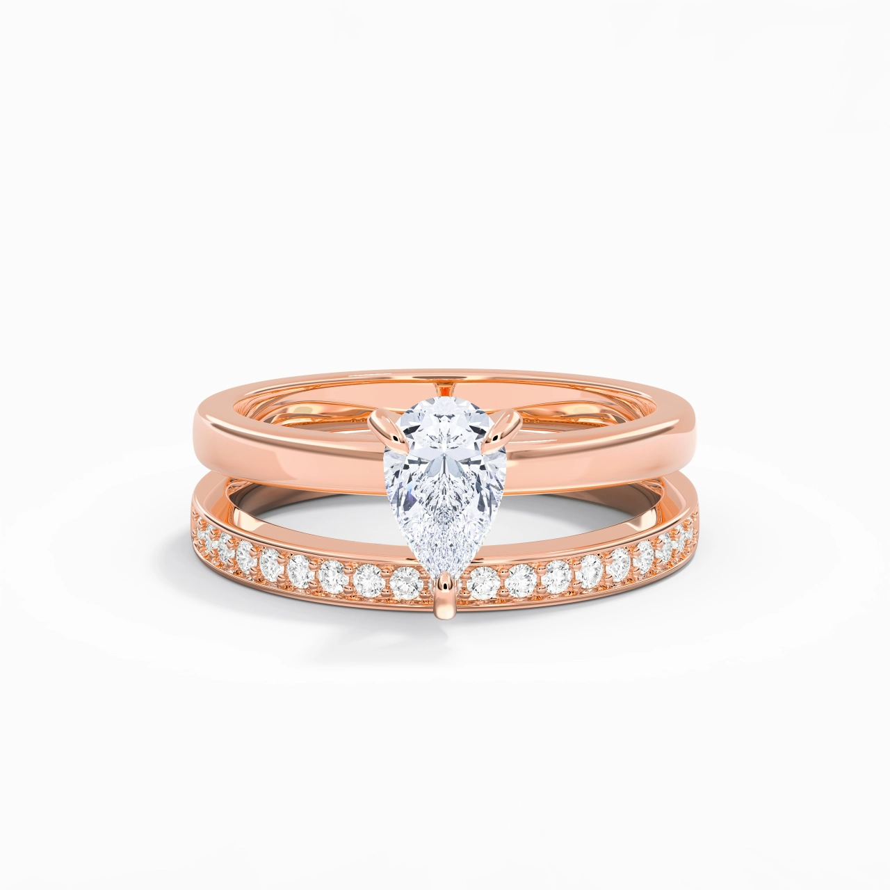 18K Rose Gold Moissanite Bridal Set