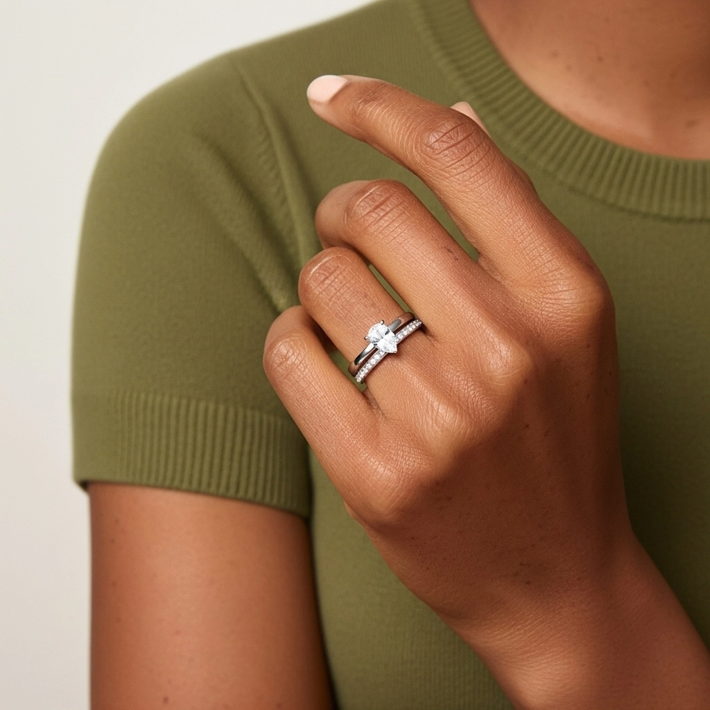 Argent sterling 925 Moissanite Ensemble nuptial