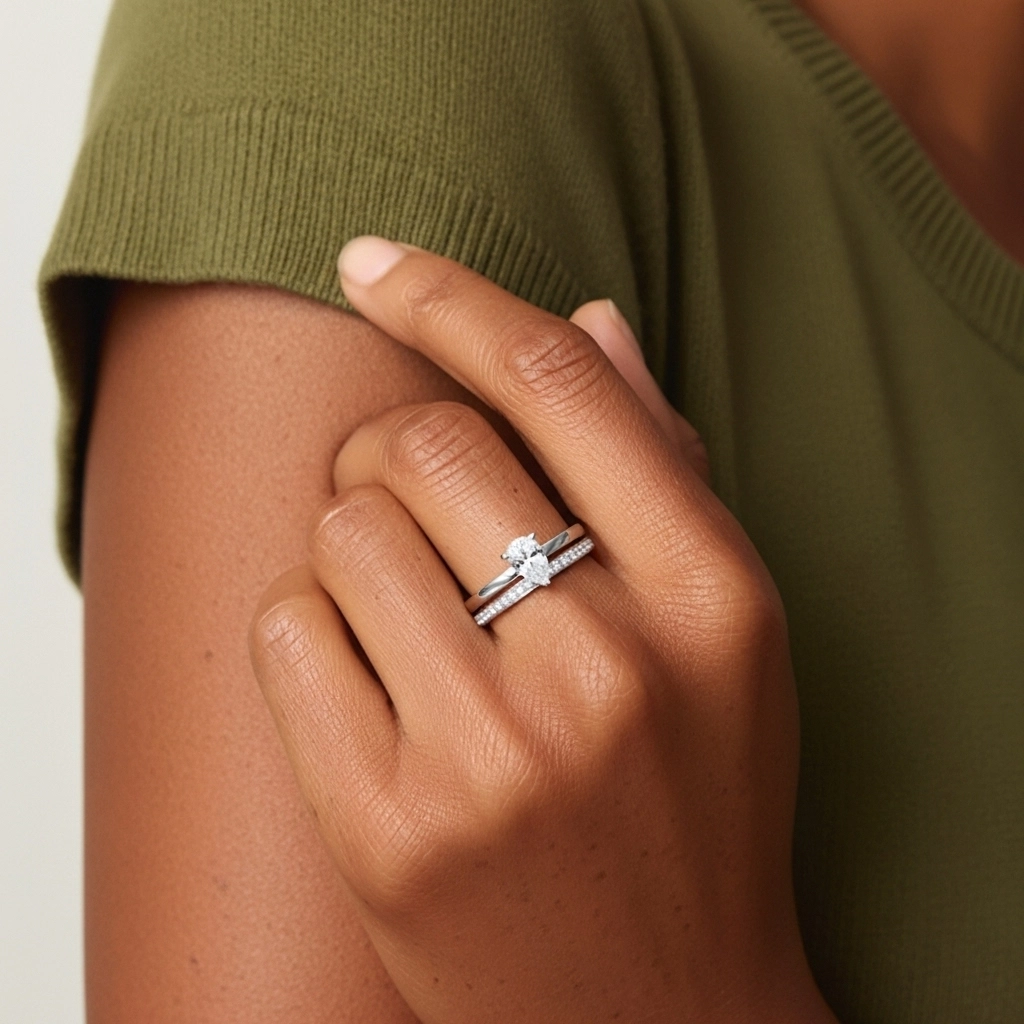 Argent sterling 925 Moissanite Ensemble nuptial