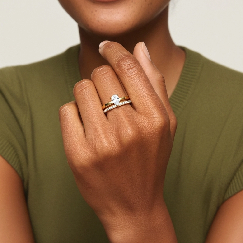 Or 18 carats Moissanite Ensemble nuptial