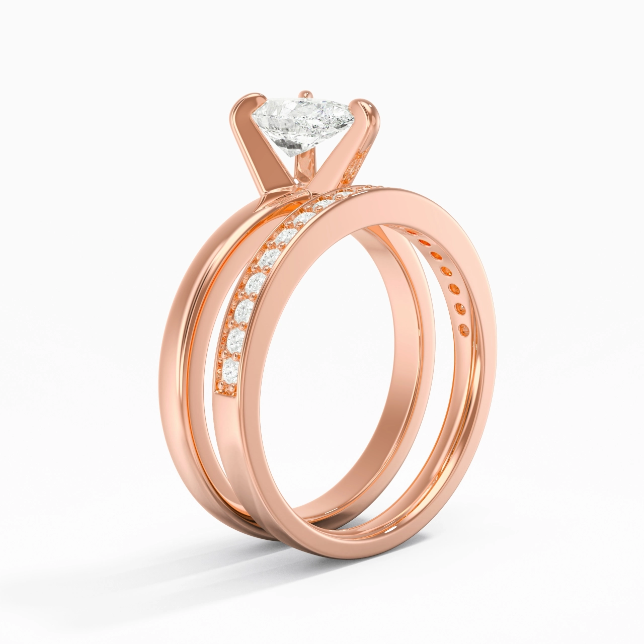 18K Rose Gold Moissanite Bridal Set