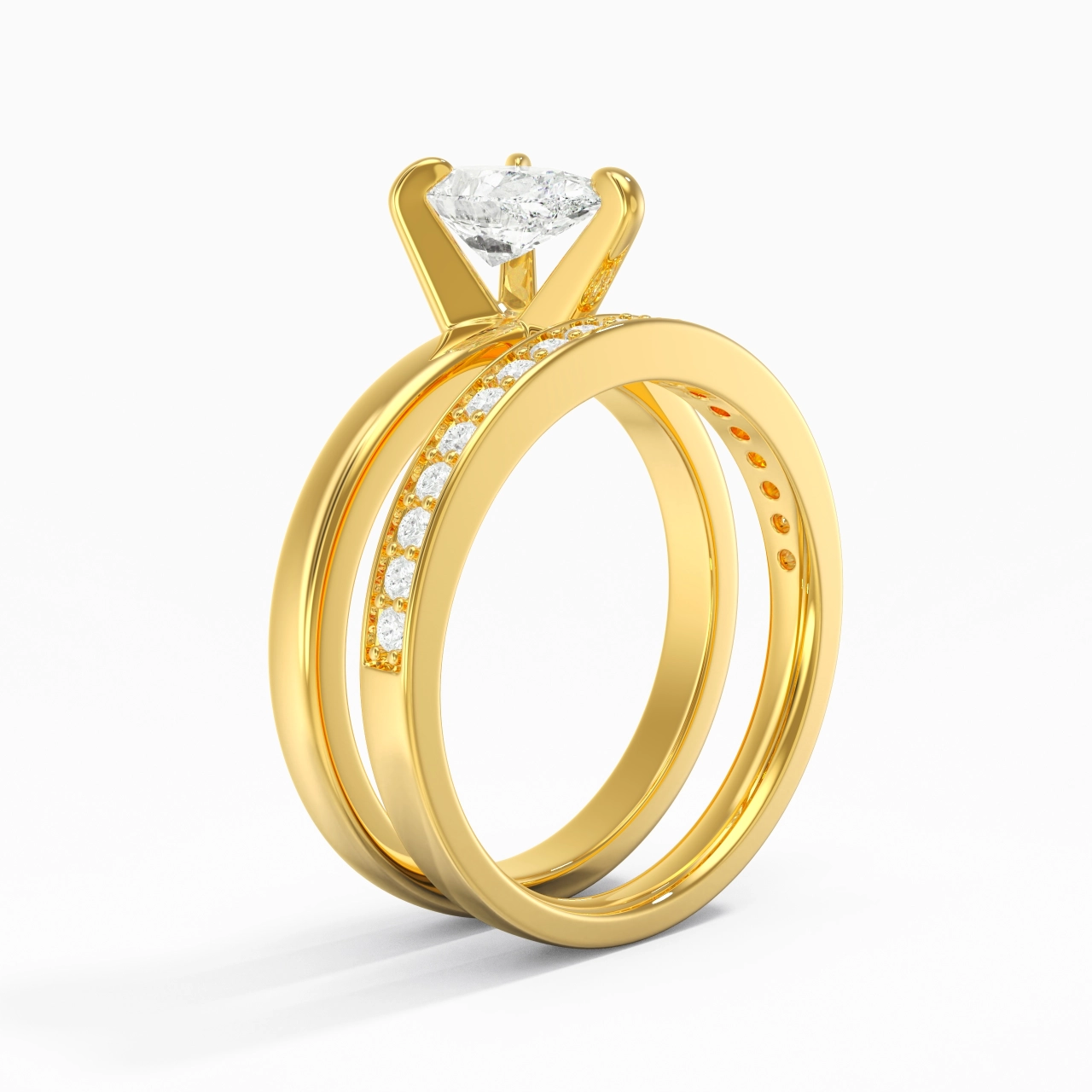 14K Gold Moissanite Bridal Set