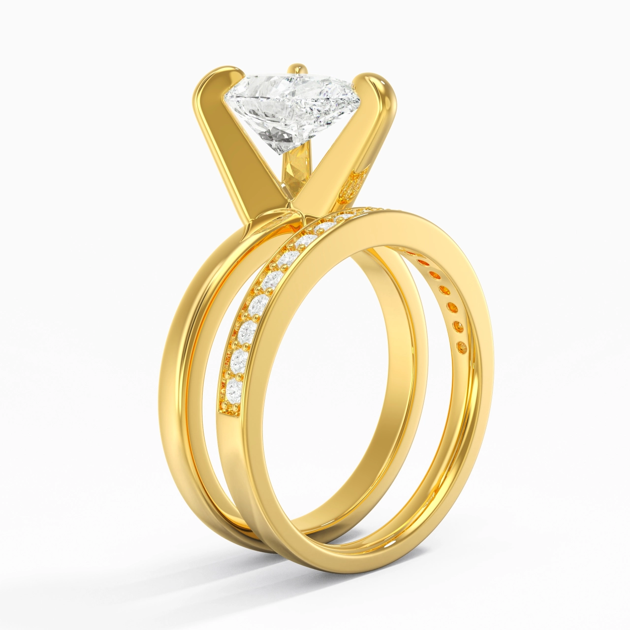 18K Gold Moissanite Bridal Set