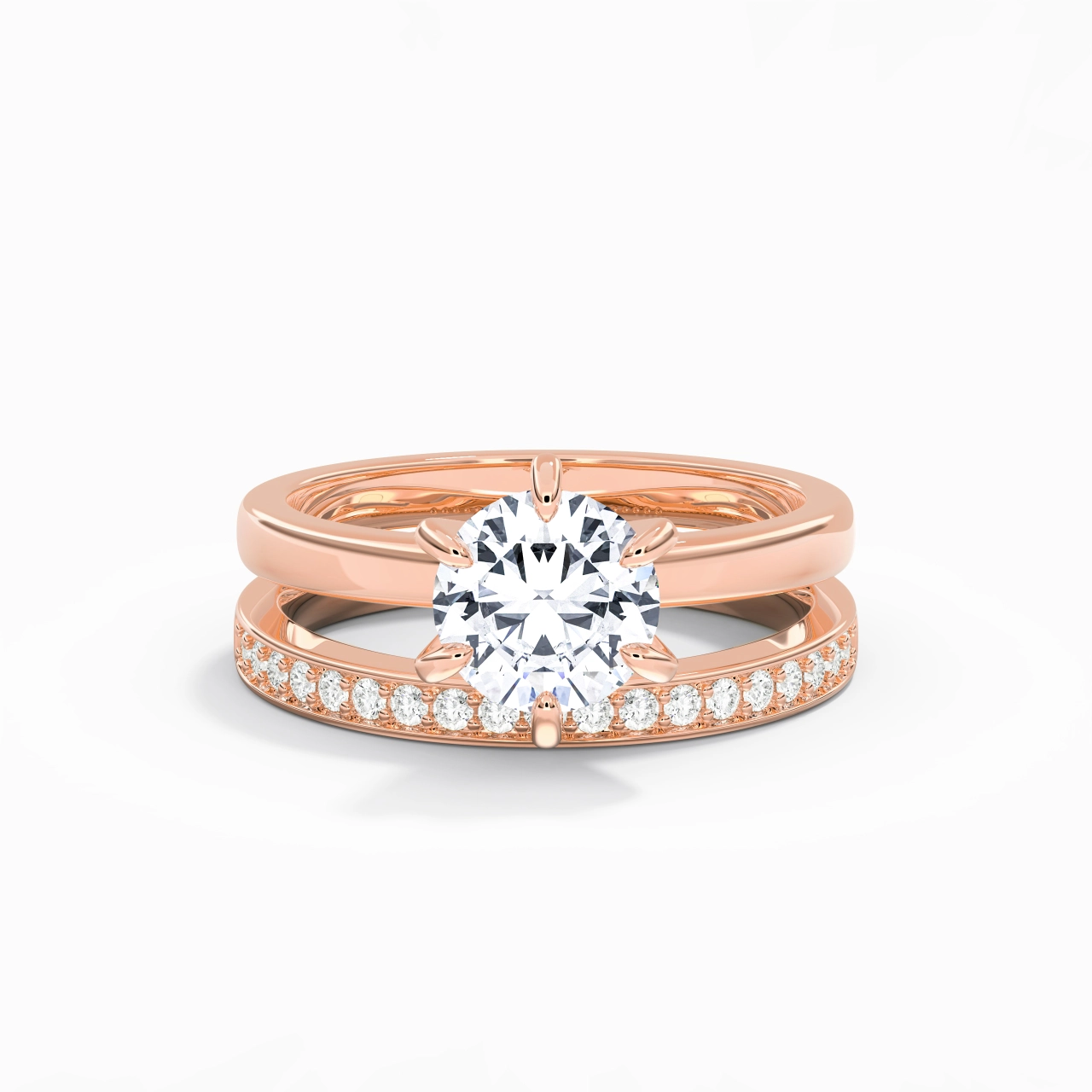 18K Rose Gold Moissanite Bridal Set