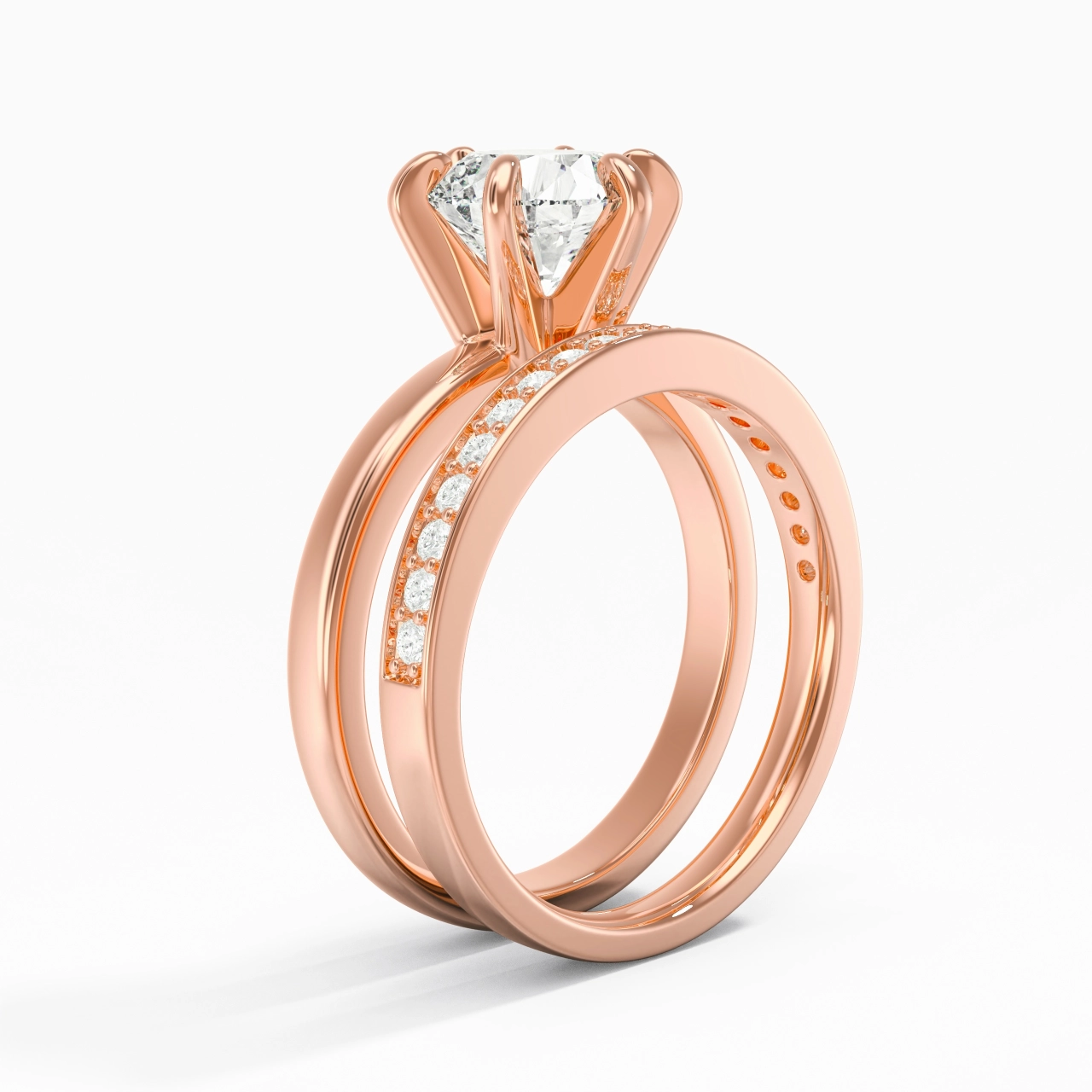 18K Rose Gold Moissanite Bridal Set