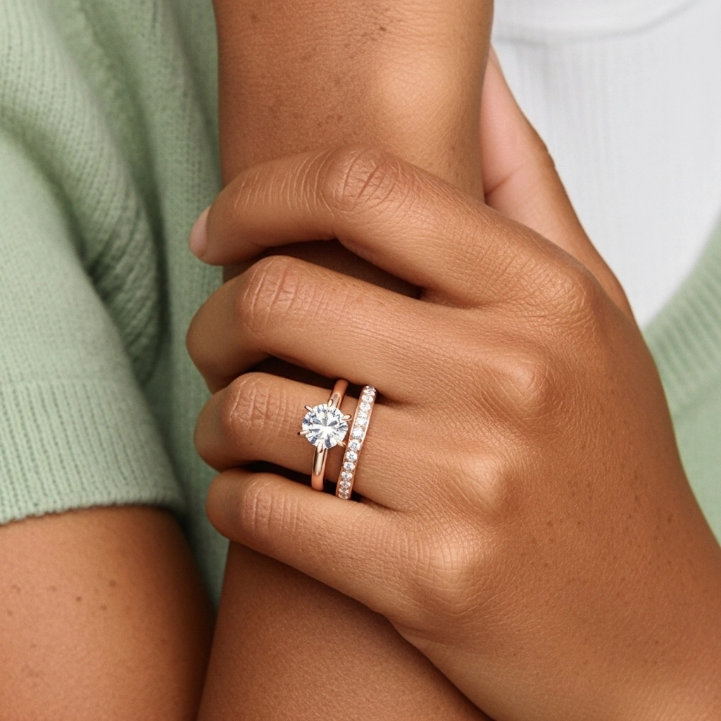 Argent sterling 925 Moissanite Ensemble nuptial