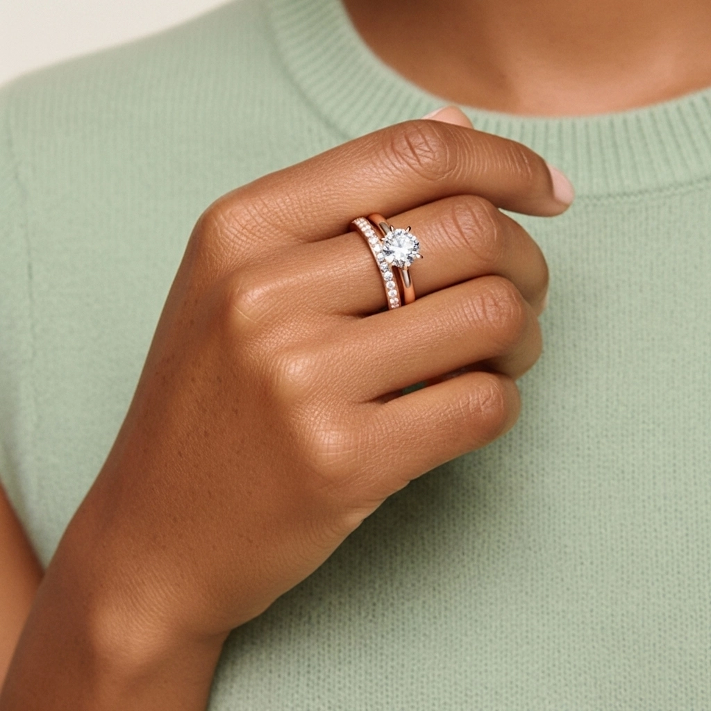 Argent sterling 925 Moissanite Ensemble nuptial