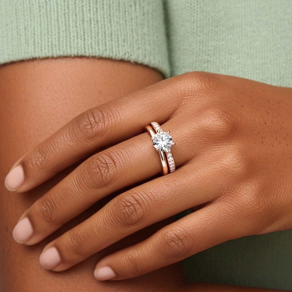 Argent sterling 925 Moissanite Ensemble nuptial