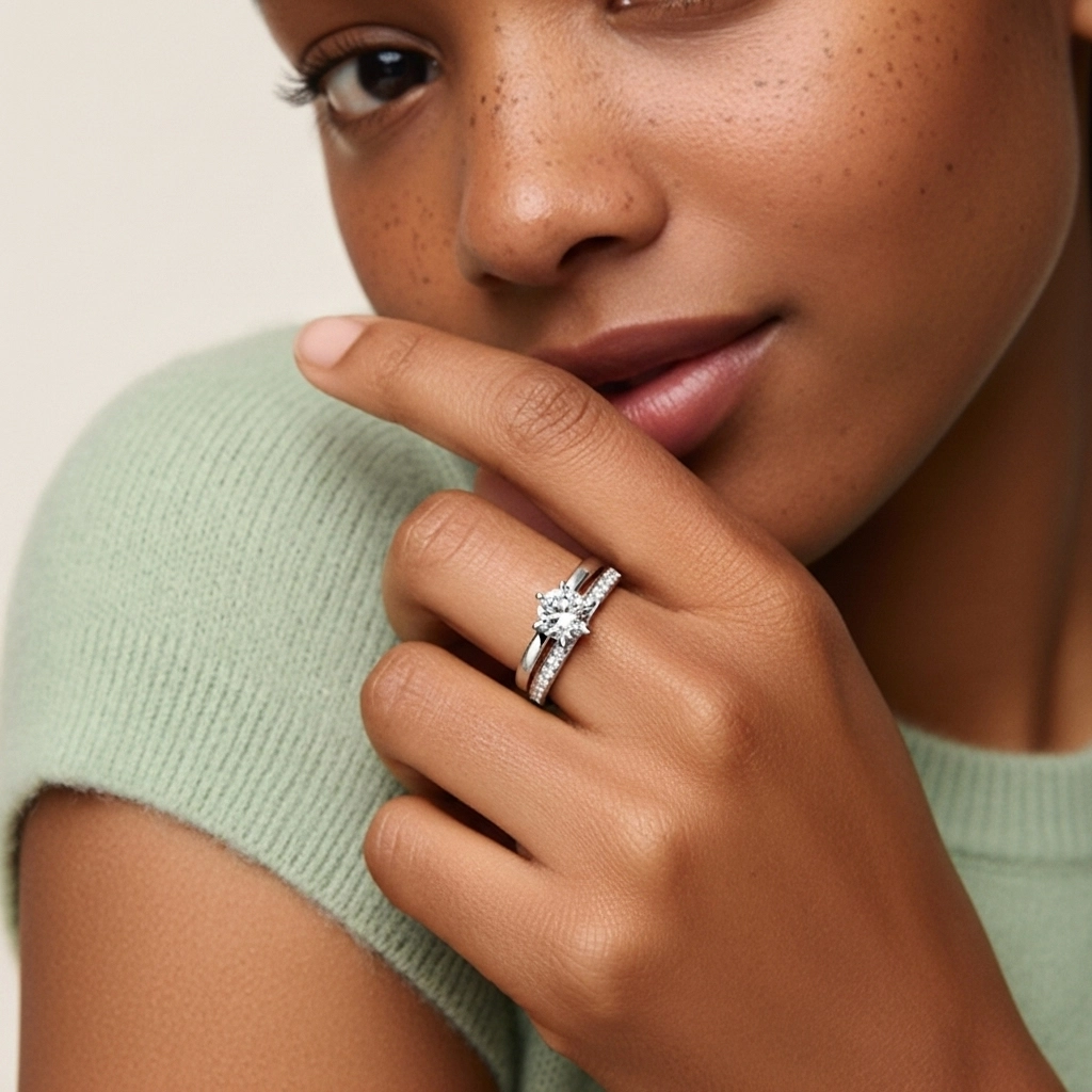 Argent sterling 925 Moissanite Ensemble nuptial