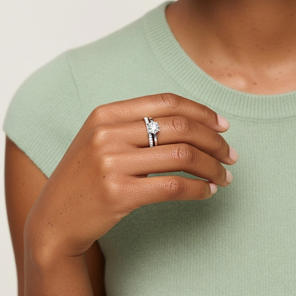 Argent sterling 925 Moissanite Ensemble nuptial