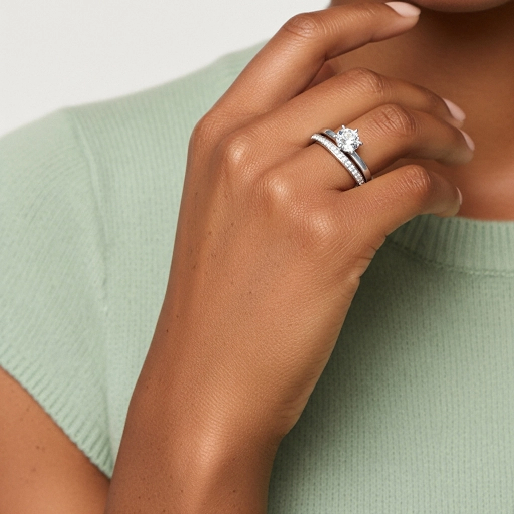 Argent sterling 925 Moissanite Ensemble nuptial