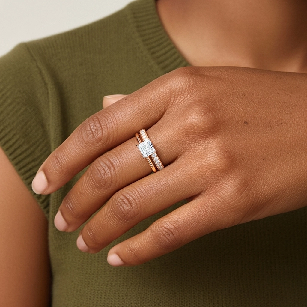 Cathédrale Ensemble nuptial 1.00ct Moissanite