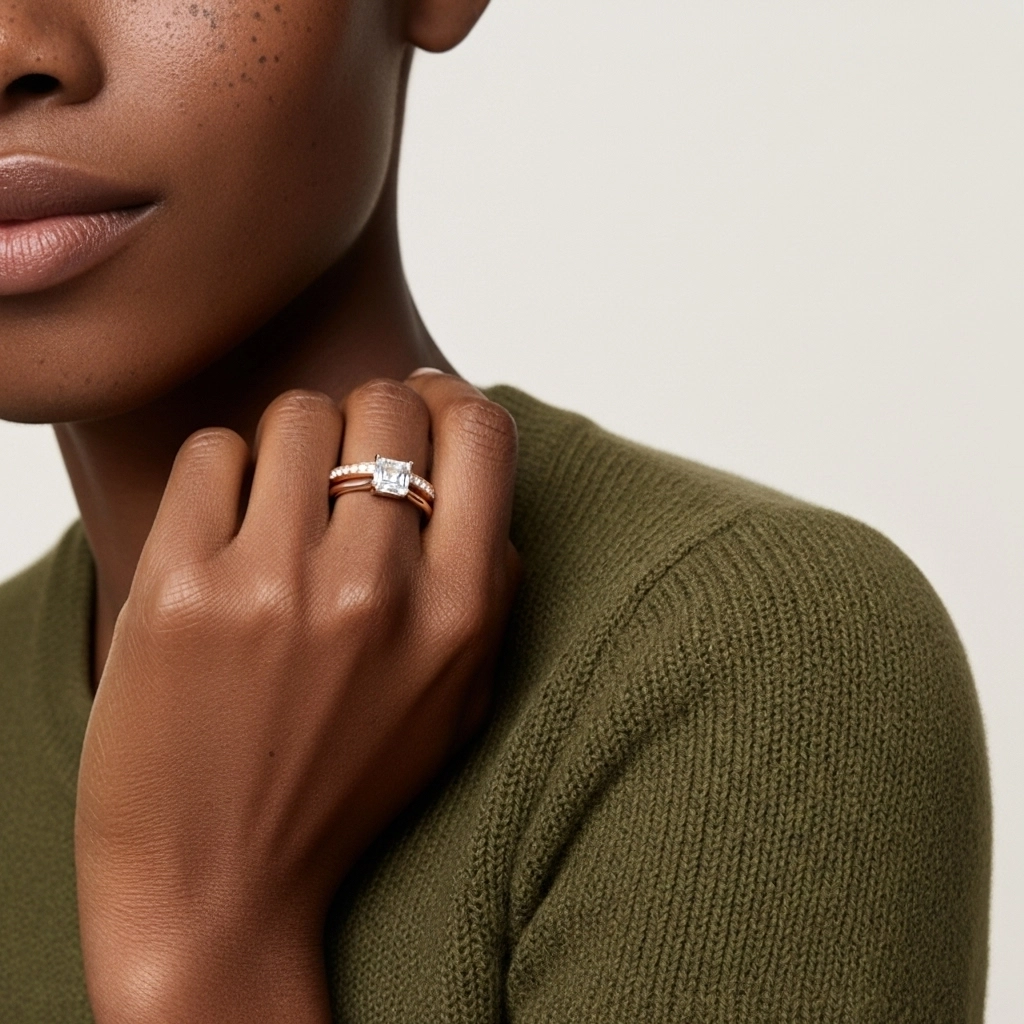 Cathédrale Ensemble nuptial 1.00ct Moissanite