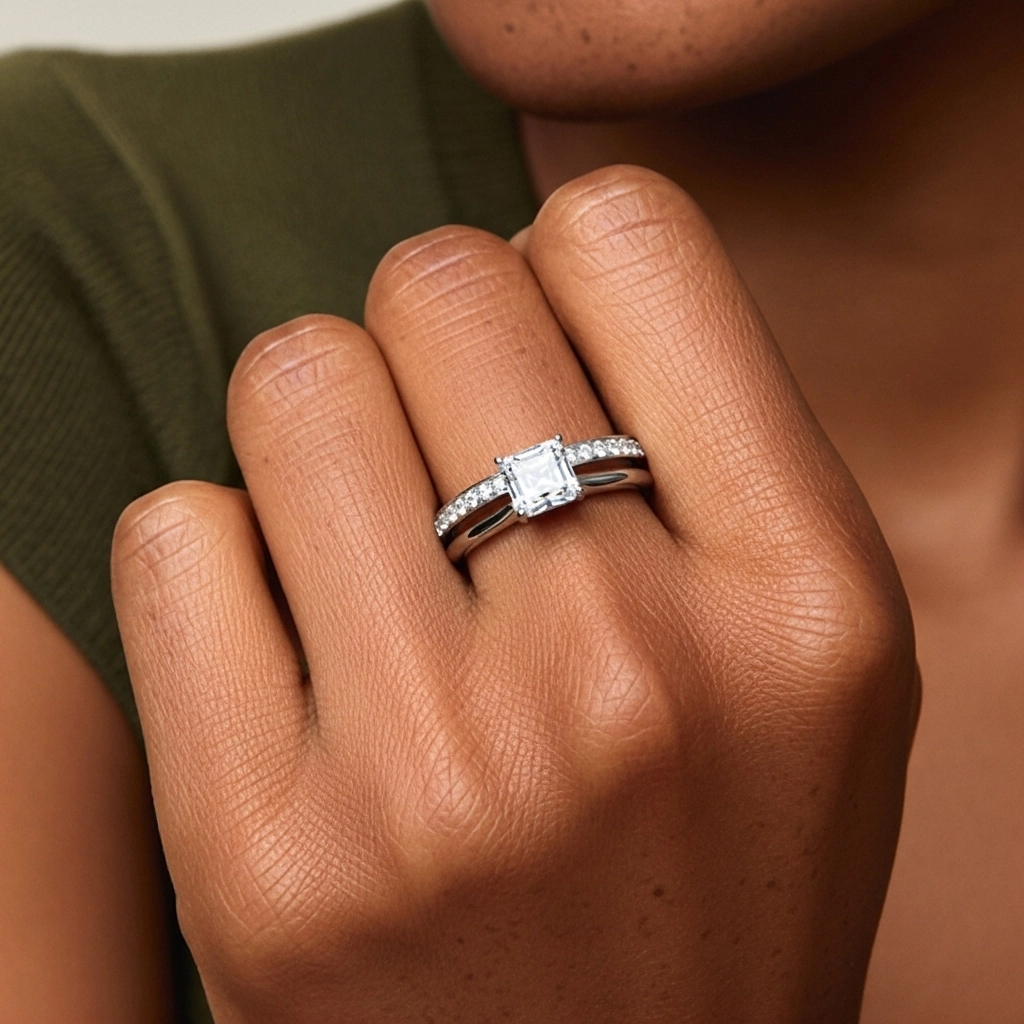 Cathédrale Ensemble nuptial 1.00ct Moissanite