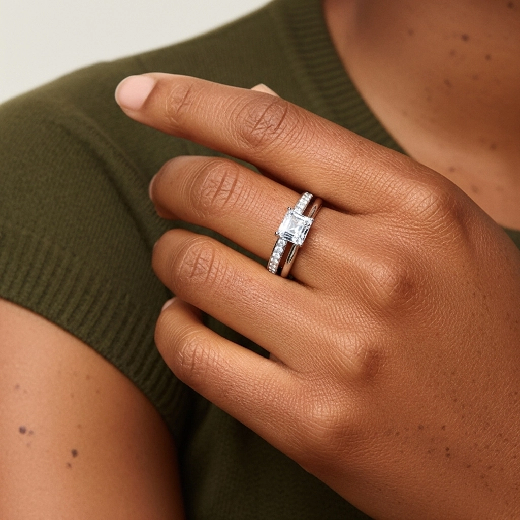 Cathédrale Ensemble nuptial 1.00ct Moissanite