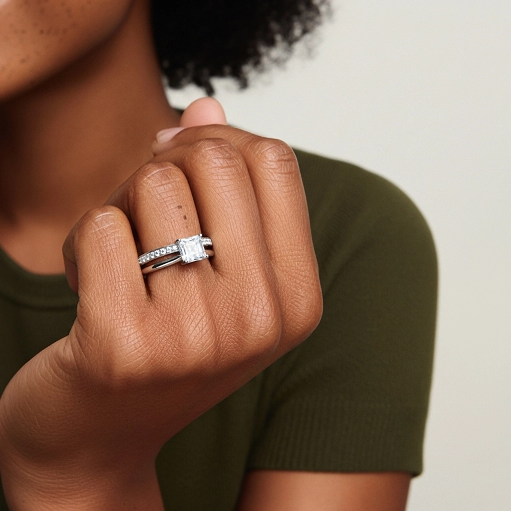 Cathédrale Ensemble nuptial 1.00ct Moissanite