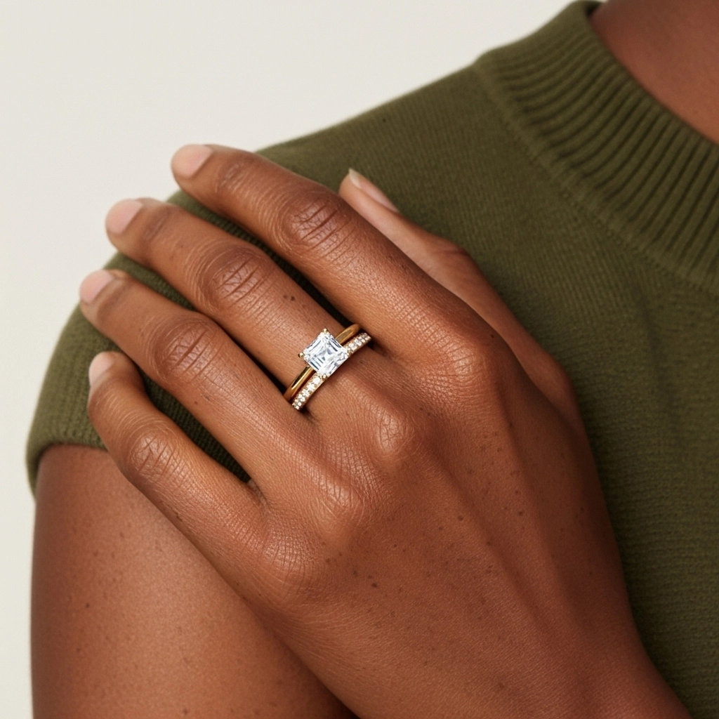 Cathédrale Ensemble nuptial 1.00ct Moissanite