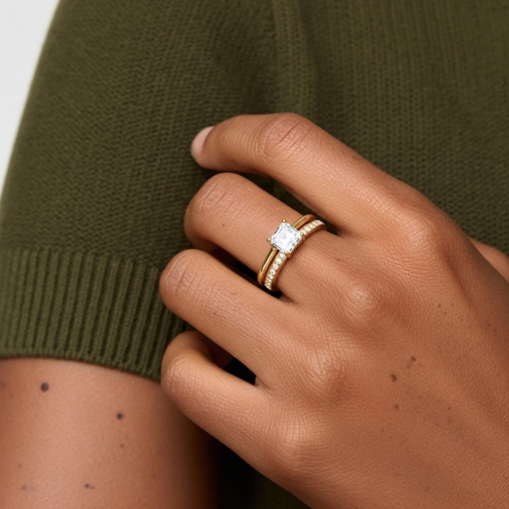 Cathédrale Ensemble nuptial 1.00ct Moissanite