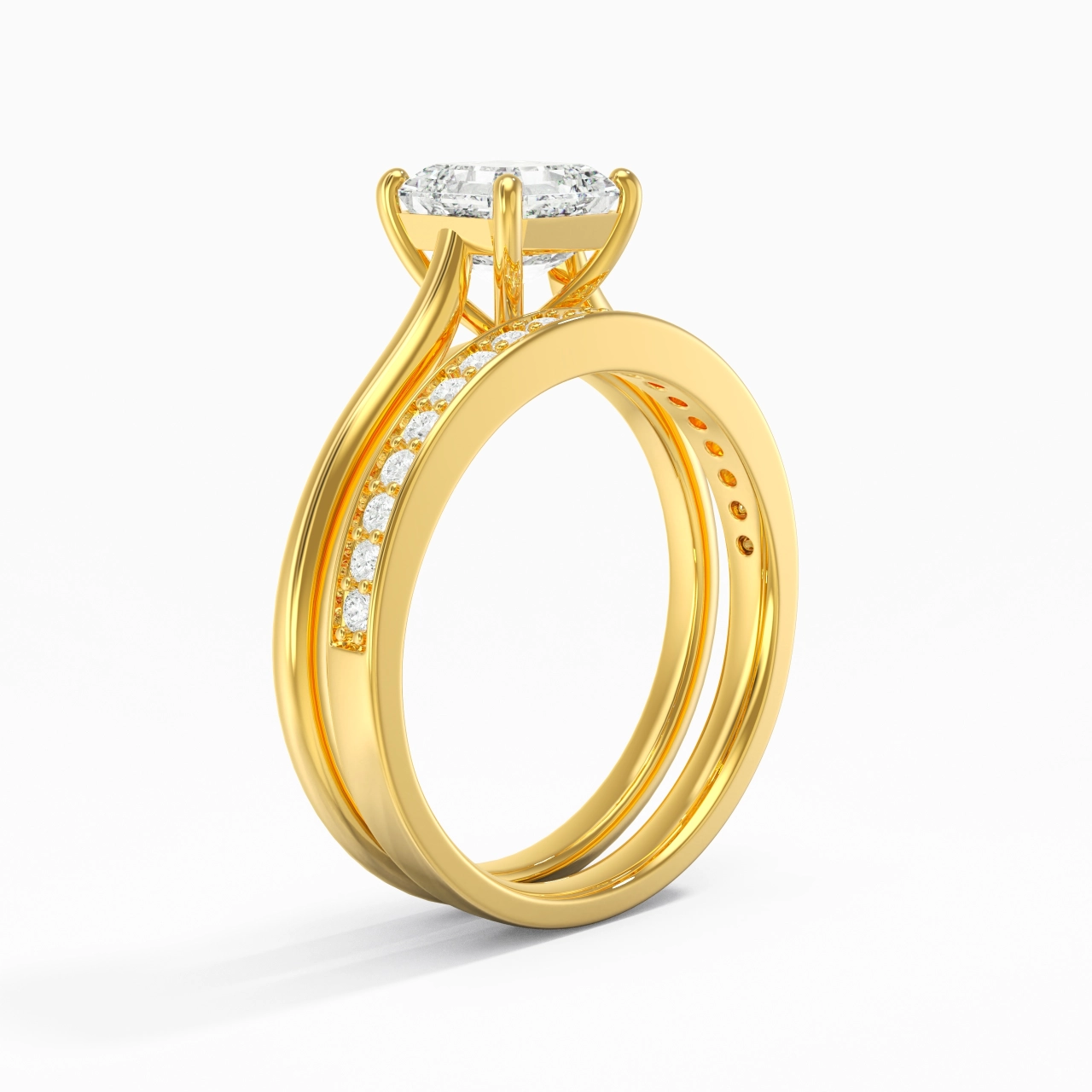 Cathedral Bridal Set 1.00ct Moissanite