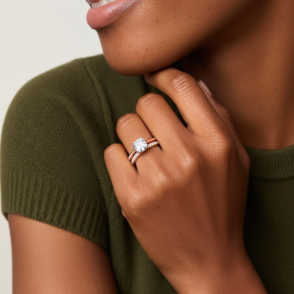 Cathédrale Ensemble nuptial 1.00ct Moissanite