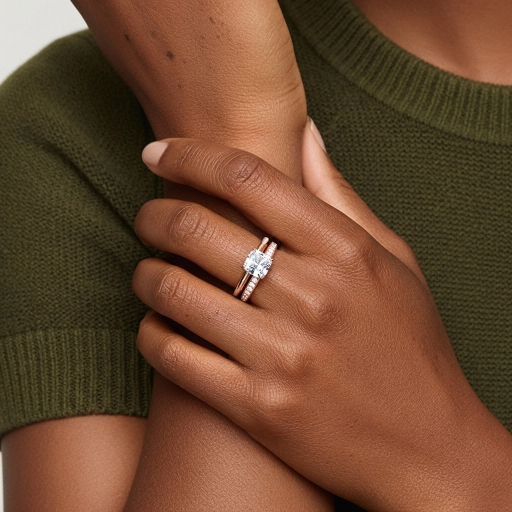 Cathédrale Ensemble nuptial 1.00ct Moissanite