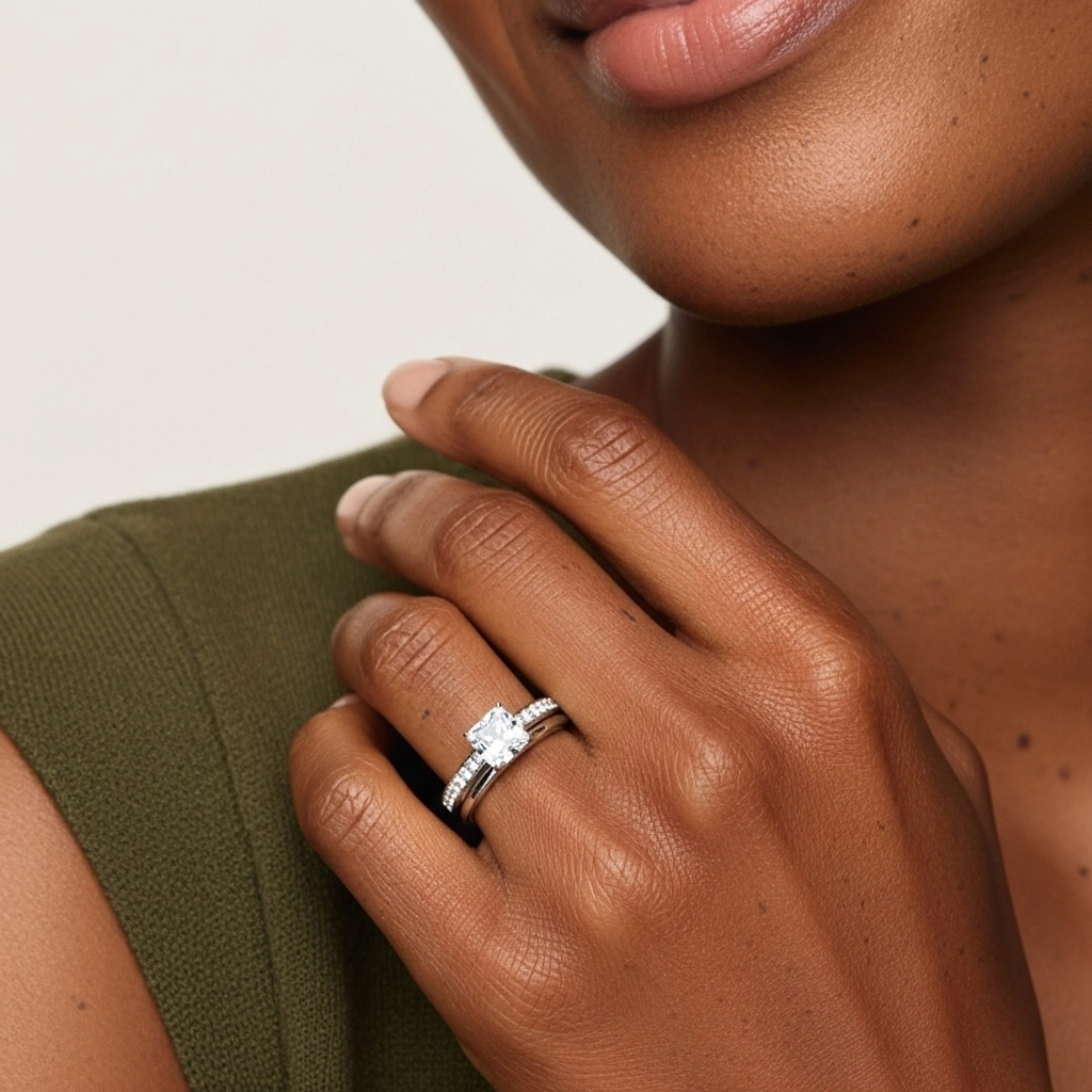 Cathédrale Ensemble nuptial 1.00ct Moissanite