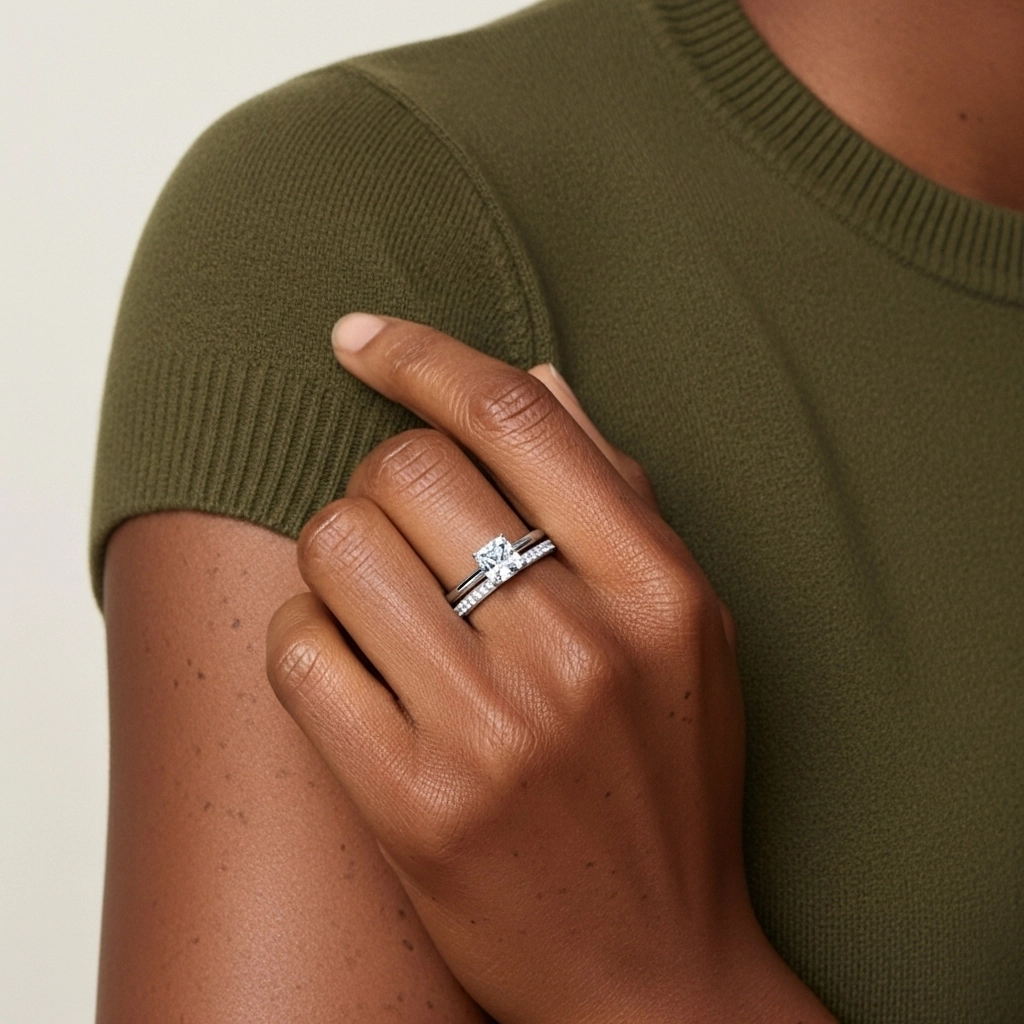 Cathédrale Ensemble nuptial 1.00ct Moissanite