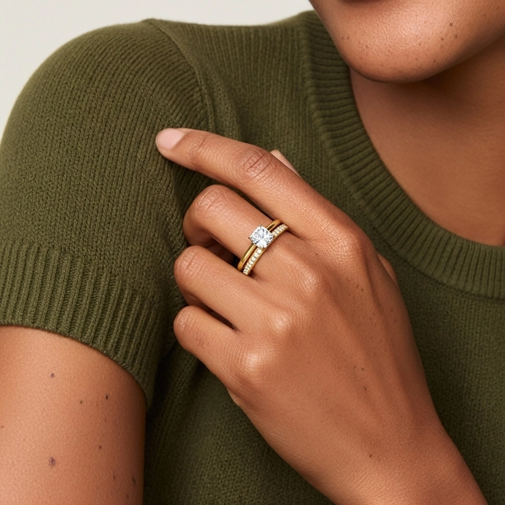 Cathédrale Ensemble nuptial 1.00ct Moissanite