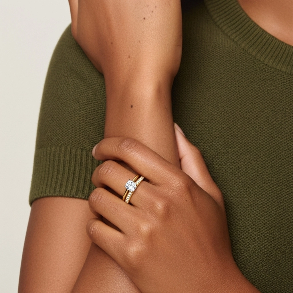 Cathédrale Ensemble nuptial 1.00ct Moissanite