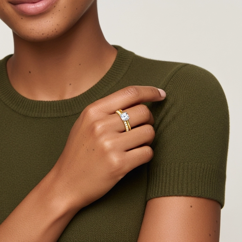 Cathédrale Ensemble nuptial 1.00ct Moissanite