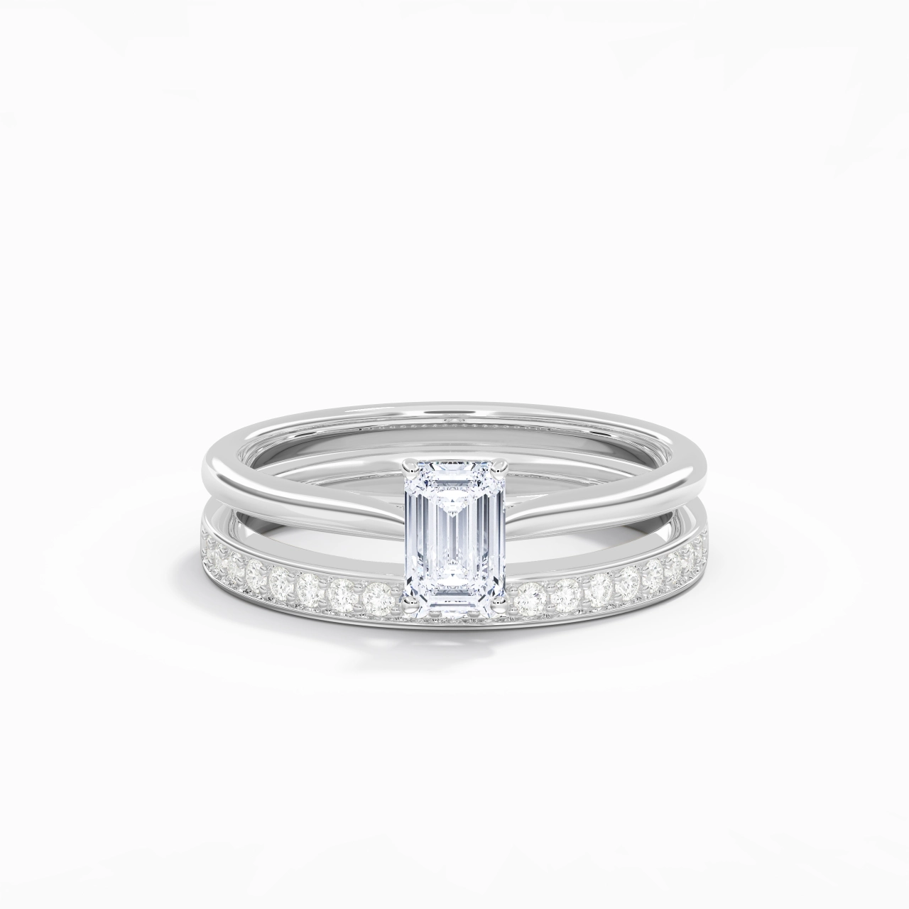 Cathedral Bridal Set 0.80ct Moissanite
