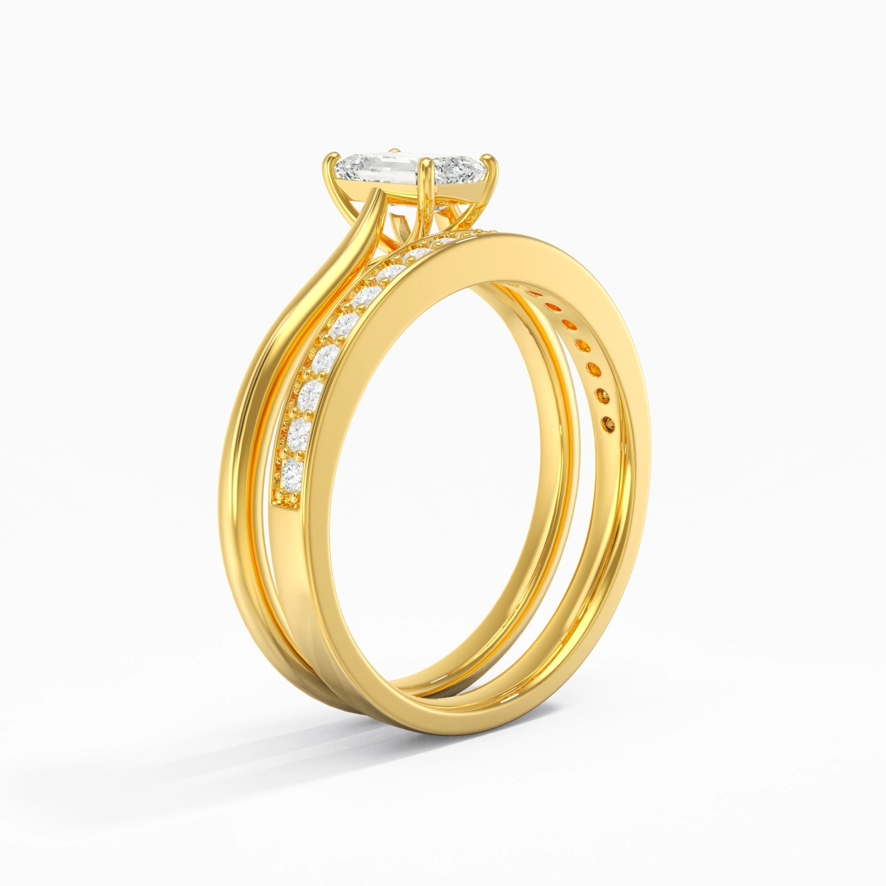 Cathedral Bridal Set 0.80ct Moissanite