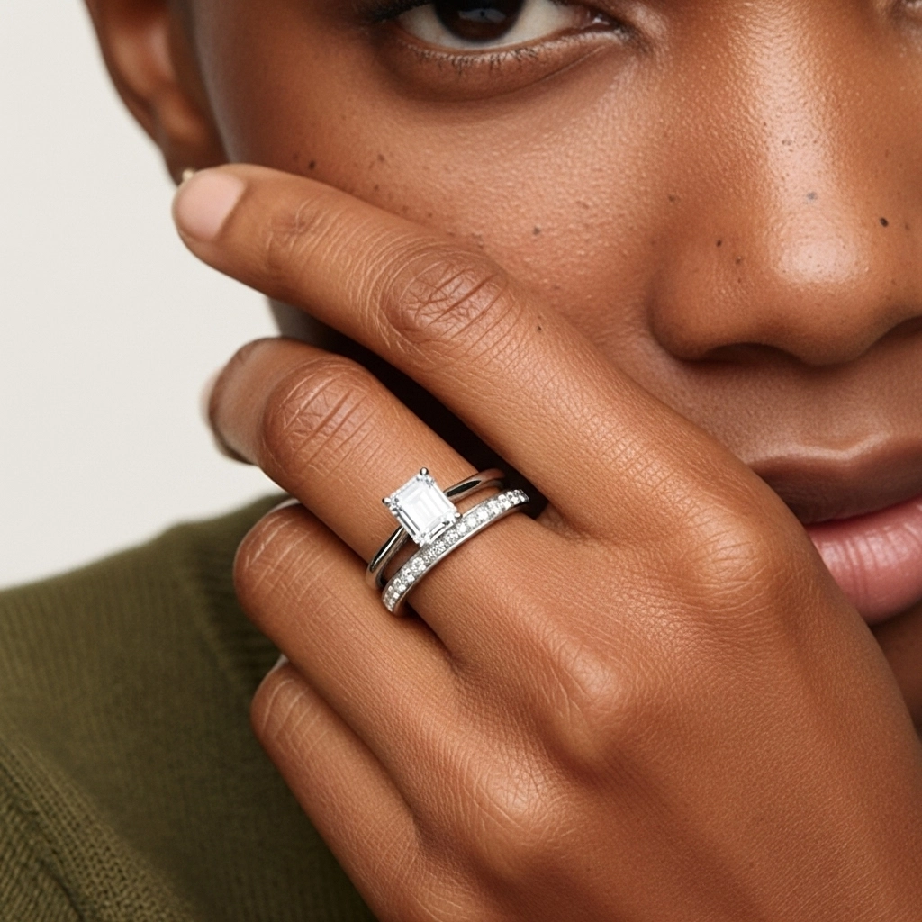 Cathédrale Ensemble nuptial 1.00ct Moissanite