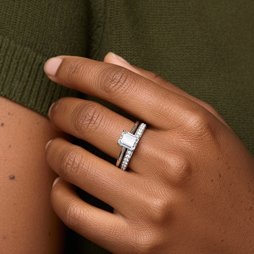 Cathédrale Ensemble nuptial 1.00ct Moissanite